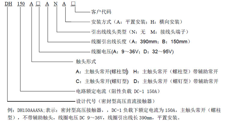 高壓直流接觸器DH150